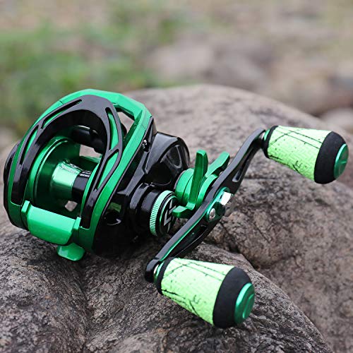 Sougayilang Baitcasting Reels - Colorful Fishing Reel, 8.0:1/7.3:1 Gear Ratios, 9+1 BB, Magnetic Braking System - color: Green- Right Handed
