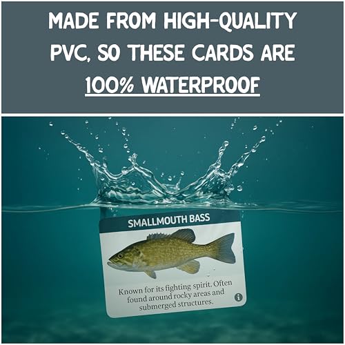 Freshwater Fishing ID Cards: Waterproof, 52-Identification Card Set for Anglers - Learn Fish Species, Techniques, & Tips. The Ultimate in Fishing Accessories, fits in Any Tackle Box.