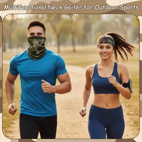 9 Pack Neck Gaiter Sun Protection Face Masks Breathable Windproof Face Cover UV Protection Bandana Scarf for Men Women - color: Camouflage