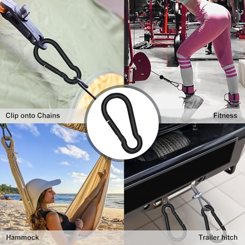 Carabiner Clip Hook, 3.54 inch 10 pcs Black Heavy Duty Spring Snap Hook Key Chain, Carabiners Clips for Outdoor Camping, Swing Set, Hammock, Hiking Travel, Fishing, Quick Link Keychain - size: M9-3.54"
