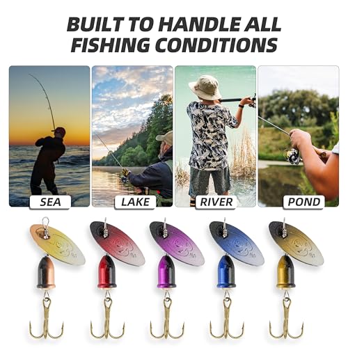 Inline Spinnerbaits for Bass Trout Pike – Premium Spinner Lures with Treble Hooks & Flash Blades for Freshwater & Saltwater Fishing – Durable, Vibrant, and Deadly Effective - style: Bell Spinner