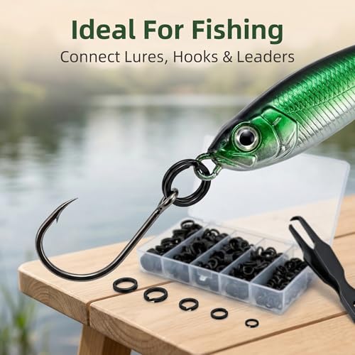 Fishing Split Rings Kit: 250pcs Heavy Duty Steel Fishing Lure Making Ring Fishing Hook Connector Tackle - color: Black Split Mini Plier Set