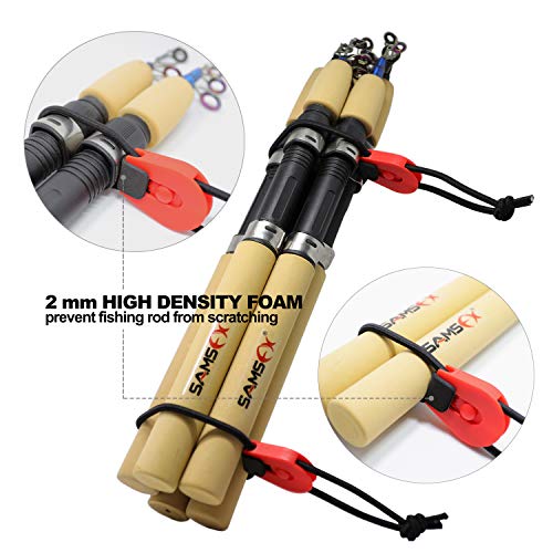 SAMSFX Fishing Rods Belt Stretchy Wrap Pole Straps Elastic Cable Ties for Casting, Spinning & Fly Rods - color: 4pcs, Red