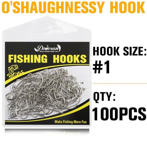 Dovesun Fishing Hooks Saltwater O'Shaughnessy Fishing Hooks 100/80/70/60/50pcs Stainless Steel Forged J Hooks Trolling Sea Bass Striper Cod Bluefish Striped Bass 1# 2# 4# 6# 1/0-8/0 - color: Size:1#*100PCS