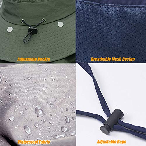 Fishing Hat for Men & Women, Outdoor UV Sun Protection Wide Brim Hat with Face Cover & Neck Flap - color: Dark Grey