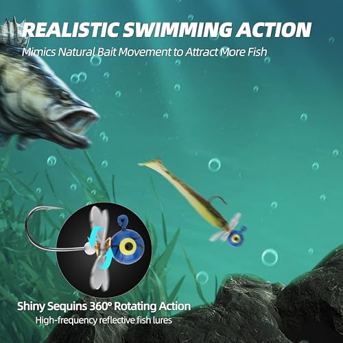 Propeller Jig Heads Mixed Set - 15PCS Fishing Jig Heads with Spinner Blades, 4 Sizes, Sharp Hooks, for Freshwater and Saltwater - size: Mixed Sizes-20pcs