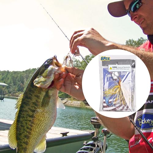 6PCS Bass Spinner Baits Buzz Bait Hard Metal Fishing Jigs for Bass Trout Pike Salmon Multi-Color Spoon Spinner Bait Saltwater Freshwater - color: A - 6PCS