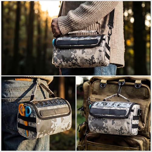 2 Pcs Fishing Line Management Bag Waterproof Nylon Fishing Line Storage Bag Transparent Window Removable Divider Leader Lines Spool Organization, Camouflage Khaki - color: Camouflage Khaki