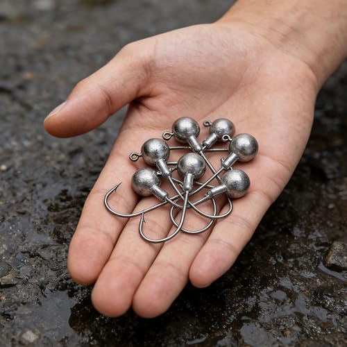 Round Lead Jig Head Hooks for Freshwater & Saltwater Fishing with Fishing Box 1/32 1/16 1/8 1/4 1/2oz - size: 1/32oz-50pcs