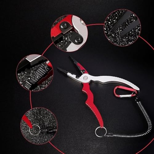 Multi-Functional Fishing Pliers – 1 Set Aluminum Alloy Fishing Pliers with Molded PVC Sheath & Steel Wire Lanyard for Outdoor Fishing, Durable & Portable Fishing Tool