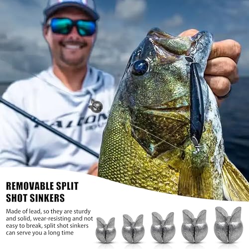 Split Shot Fishing Weights Sinkers,100pcs Removable Split Shot Fishing Line Sinkers Round Clip On Weights for Freshwater Saltwater Fishing - size: 1g-100pcs