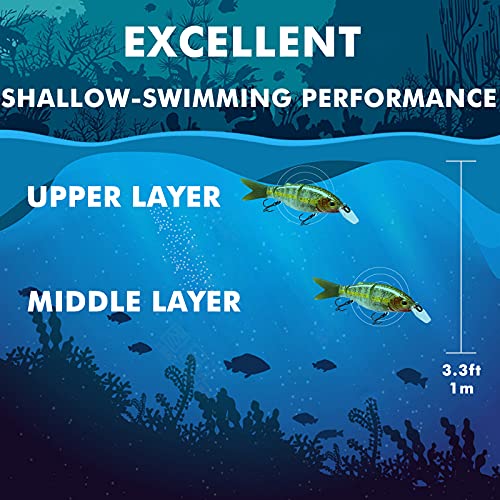TRUSCEND Swimmax Easy Catch Fishing Lures with BKK Hooks, Wiggling, Vibrating, Rattling and Gurgling for More Bite, Heavy-Duty Dyneema Fiber Jointed Swimbaits for Bass, Trout, Walleye, Crappie, Pike - color: E2-3.5",0.3oz