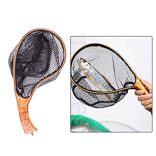 Fly Fishing Net Landing Catch Release Wooden Frame Portable Lightweight Trout