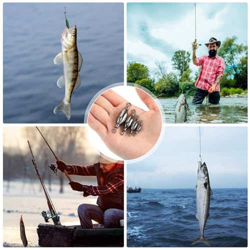Seenelling 20 Pcs Brass Fishing Sinker Swivel Fishing Weights Saltwater Bullet Sinkers Drop Shot Weight Egg Sinkers with Swivel Rolling Removable Freshwater - size: 1/2 oz, 1/4 oz, 1/8 oz, 1/25 oz