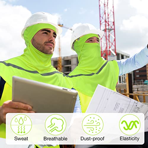 Seematn 4 Pcs Summer Balaclava Men Women Sun Face Mask for UV Protection Neck Covers with Reflective Strip Construction Work - color: Neon Yellow