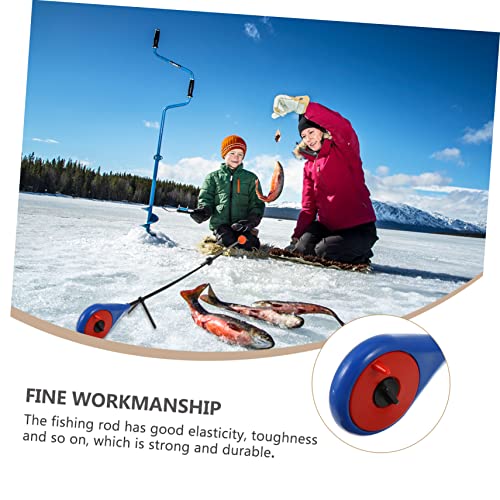 1 Set Winter Fishing Rod Telescopic Fishing Pole Winter Fishing Pole Convenient Fishing Tool Ice Fishing - color: Blue