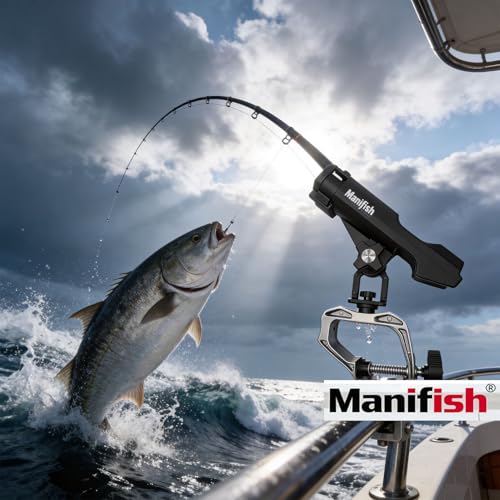 2 Pack Fishing Rod Holders for Kayak & Boat, 360° Swivel Clamp Rod Holder with Enlarged Base, Fits Round Square Tubes, Jon Boat, Canoe, Fishing Accessories - color: Black
