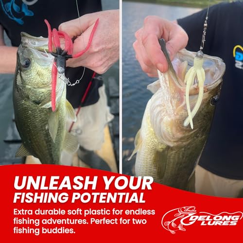 Delong Lures - The Squirm Fishing Lures - Ultimate Bass Fishing Kit - Weighted Jigs for Freshwater & Saltwater, Large Swimbait Lures - Made in USA - color: Red Bug