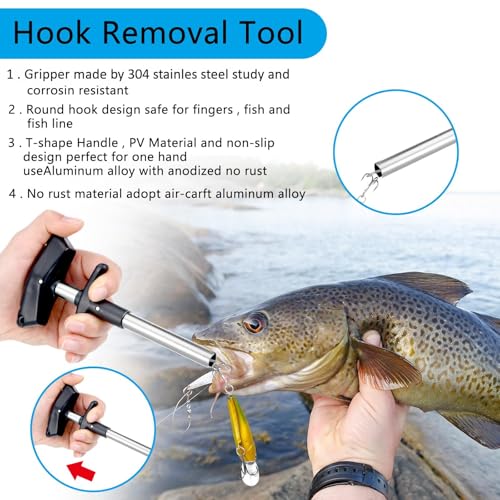 Sosation 134 Pcs Fishing Tool Kit Fishing Gear and Equipment for Men Adults Family Pliers Kit, Hook Remover Tool, Lip Gripper Set, Lures Baits Tackle Accessories Gifts for Father - color: Blue