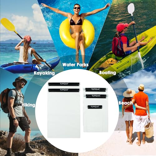 YUMQUA Clear Waterproof Bag, Waterproof Document Pouch Passport Holder Water Tight Map Case Waterproof Pouch Water Proof Small Dry Bags for Kindle Phone Tablet Camera, Kayak Boat PaddleBoard - color: Black-5Pack