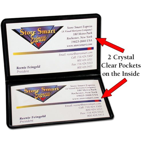 StoreSMART Black Folding Business Card Holders - 100 Pack - Polypropylene Plastic (RPP2915BK100) - color: Black, size: 100-Pack