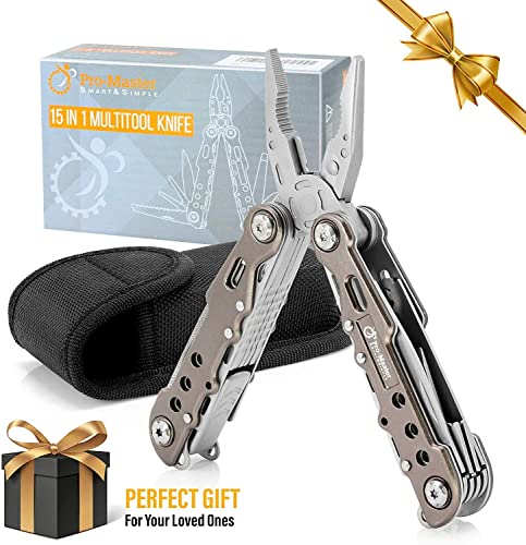 15-in-1 Multitool Pocket Knife, Multipurpose Stainless Steel All In One Tool for Camping Hiking Survival Travel Home - Portable Heavy Duty Folding Utility Multi Tool with Self-Locking - style: Metallic Silver