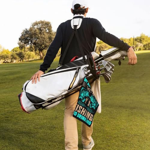 My Best Buddy Let s Go Fishing and Drinking Golf Towel 16 x 24 Inch Golf Towels for Golf Bags with Carabiner Clip Microfiber Sports Golf Towel Men Women Golf Accessories