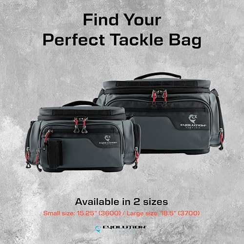 Evolution Fishing Largemouth 3.0 3600 Tackle Bag - Patent Pending Modular Pop Out Pockets, Grey, Tackle Storage, Molded Bottom, Heavy Duty Fishing Bag, Includes Deep Quiklatch Tackle Tray
