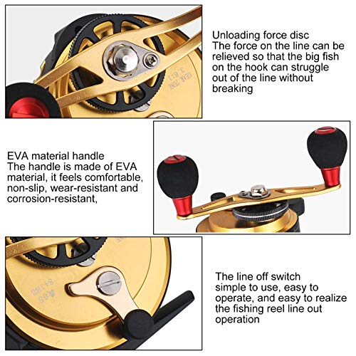 Inline Ice Fishing Reel, All Metal Fishing Wheel 3.6:1 Positioning with Magnetic Automatic Line Out Device for Raft, Lake, Sea, Rock Fishing - size: Right Hand