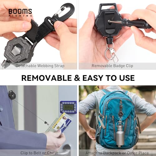 Booms Fishing RG5 Retractable Keychain with Belt Clip, 2-Pack Fishing Zinger Retractor, Heavy Duty Badge Holder, 2 Options - style: Basic Style