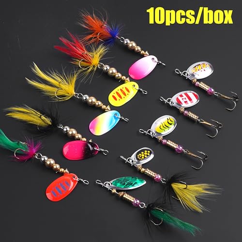 Fishing Lures Spinnerbait Kit Rooster Bait Tail Fishing Lures Inline Spinner Baits Bass Salmon Trout Spoon Hard Metal Spinnerbaits for Saltwater Freshwater - style: 10pcs Spinnerbaits-b