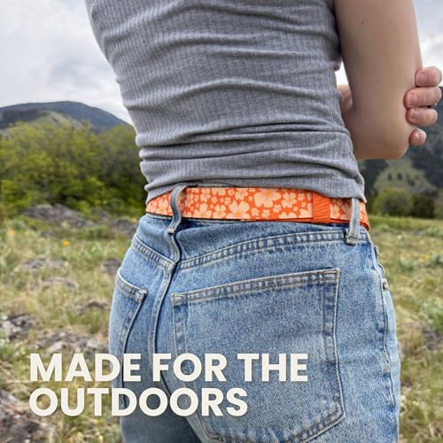 JeltX Adjustable Elastic Belts for Men and Women, Non-Slip Stretch Belt with Magnetic Belt Buckle and Grippy Gel - color: Marigold