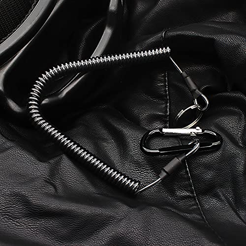Fishing Lanyards, 7PCS Retractable Steel Wire Coiled Lanyard Safety Fishing Tool Ropes Accessories with Buckle Clip and Split Ring for Pliers Lip Grips Tackle, Boating, Kayak - color: Black