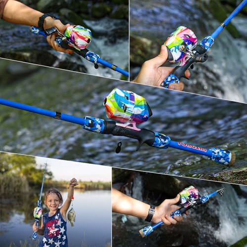 Kids Fishing Rod and Reel Combo,Light Weight Fishing Pole with Spinning Fishing Reel Tackle Bag Lures for Youth,Girls and Boys Good Starter Fishing Kit - color: Light Blue