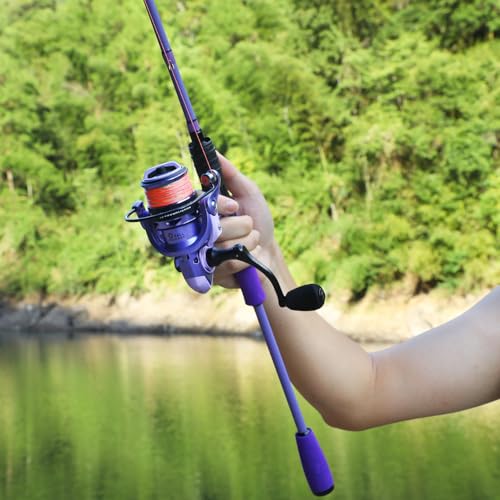 Sougayilang Spinning Combo – 5.2:1 Gear Ratio, IM6 Graphite 2-Piece Rod, Stainless Steel Guides for Bass, Trout, Panfish – Lightweight Freshwater Fishing Kit - size: 7'0''-Medium Heavy