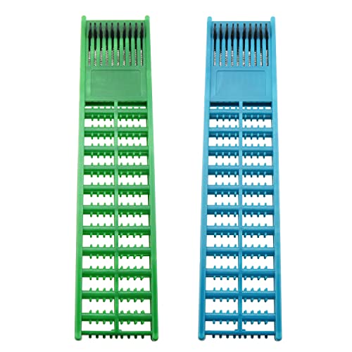 Fishing Hook Holder 2pcs 6x27cm Blue and Green Fishing Snelled Hook Holder Plastic Double Side Spring Hooks Storage Catch Holder for Snelled Rigs Holder Lead Tray Jigs Board