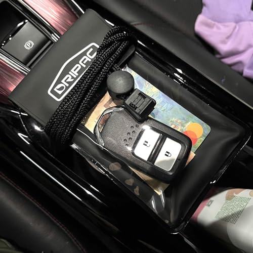 DRIPAC Floating Waterproof Car Key FOB Case Wallet Dry Bag Waterproof Pouch Holder for Driver License Credit Card ID Cash Badge (Black)