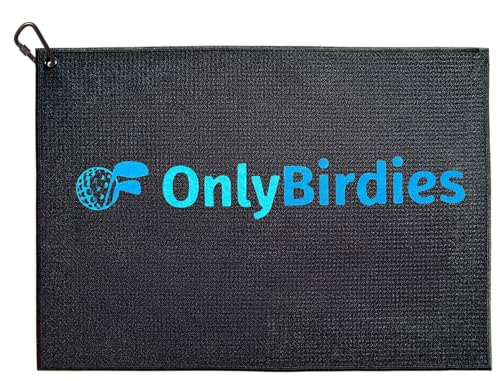 OnlyGolf Funny Microfiber Golf Towel – Large 14" x 20" Clip for Golf Bags Clubs Balls Perfect Golf Gag Gift Enthusiasts Waffle Men Premium Carabiner (Black OnlyBirdies) - color: Black Onlybirdies