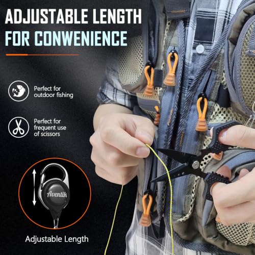 Eupheng Multifunction 4.7" Pro Fishing Scissors,Dual Serrated Blades Titanium-Coated Fishing Shears with Zinger Retractor Clip,Compatible with Braided Line,Mono and Fluorocarbon - style: 4.7in Green Scissors + Black Zinger