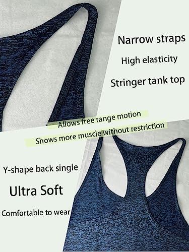 Stringer Bodybuilding Tank Tops Low Cut Off Gym Workout Training Stretch Polyester Quick Dry T Shirts - color: Black&blue, size: Small