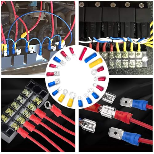 1200PCS Electrical Connector Kit - Automotive Insulated Crimp Terminals | Rings, Forks, Female Spades, Male Spades, Butt Crimp Electrical Connectors