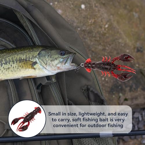 HERCHR Soft Fishing Lure Crawfish Bait Shrimp Lobster Claw Artificial Lure 10pcs Soft Lure Baits - color: RED