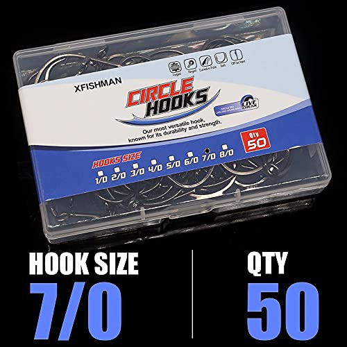 XFISHMAN Circle-Hooks-Fishing-Equipment-Octopus-Hooks-Saltwater-50 Pack #1 –12/0 - color: Black, size: 7/0 50-Pack