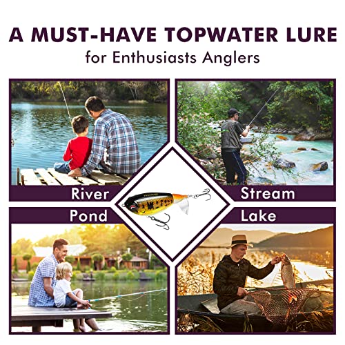 TRUSCEND Popobait Easy Catch Fishing Lures with BKK Hooks, Instant Startup, Longer Cast, Balanced Spray/Sound/Swim, Plopper Topwater Lures for Bass, Trout, Pike, Walleye, Freshwater Saltwater Fishing - color: B2-3.2",0.46oz