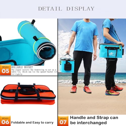 Grneric Fishing Bucket, 6Gallon/8Gallon/10Gallon Foldable Fish Bucket,Live Fish Container Multi-Functional Live Fish Bait Bucket,Outdoor Camping EVA Fishing Bag and Fish Protection Bucket - color: 30l/8gallon(blue)