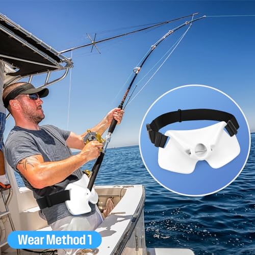 SANLIKE Fishing Belt Rod Holder Adjustable Fishing Fighting Waist Belt with EVA Padded Great Plastic Material Fighting Belt - color: White