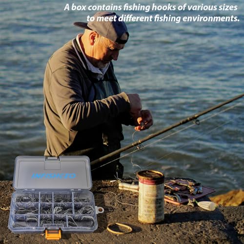 Fishing Hooks Set High Carbon Steel Catfish Bulk Strong Circle Fishing Hooks Mixed Size for Saltwater Freshwater 161PCS