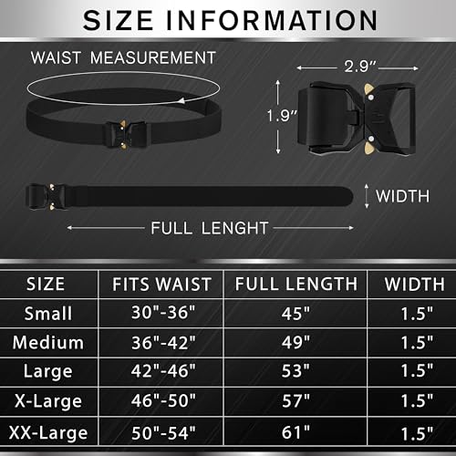 TECEUM Tactical Belt – Heavy-Duty & Quick Release – Military, Work, Rigger, Duty & Utility Belt for Men - color: Buckle 1 - Black, style: X-large-for Waist 46"-50" (Length 57")