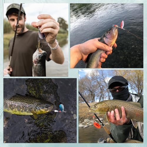 Goture Trout Lures Fishing Spinners, Hard Metal Spinner Baits for Freshwater and Saltwater, Spinner Lures Spoon Blade Fishing Lures Kit for Bass Trout Salmon Pike Walleye Crappie, Gifts for Men - color: B1:4pcs Trout Lures