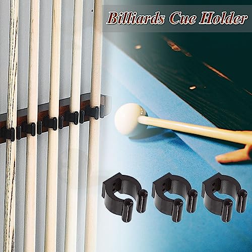 Pool Cue Holder, 10 Pieces Plastic Fishing Pole Rod Holder Clips - Black Pool Stick Holder Billiards Cue Stick Holder Clips for Wall Snooker Cue Locating Clips (10pcs black)